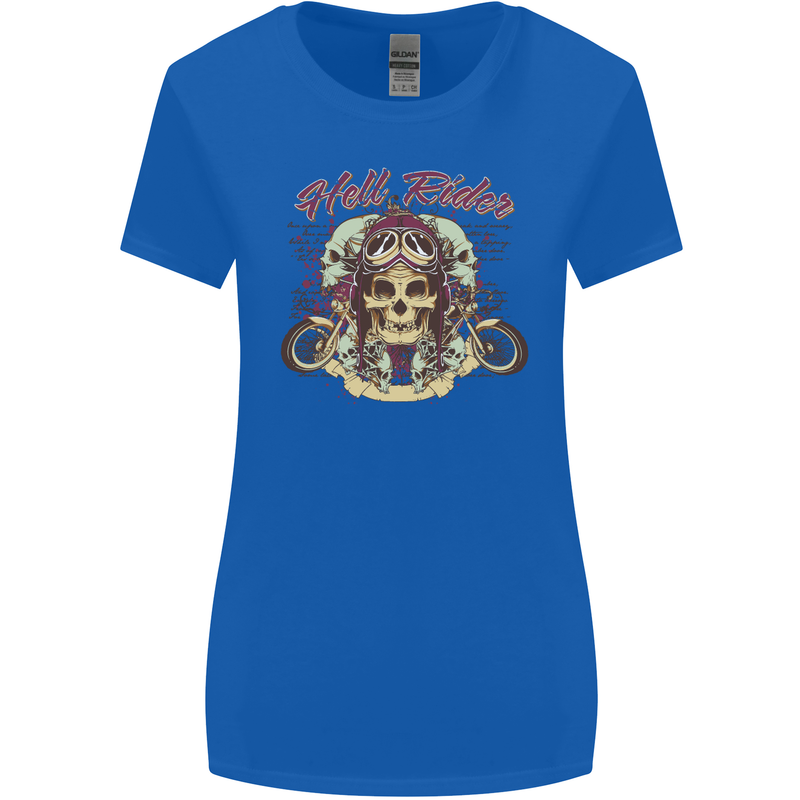 Hell Riders Motorcycle Motorbike Biker Womens Wider Cut T-Shirt Royal Blue