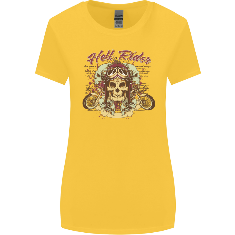 Hell Riders Motorcycle Motorbike Biker Womens Wider Cut T-Shirt Yellow