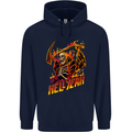Hell Yeah Grim Reaper Skull Heavy Metal Childrens Kids Hoodie Navy Blue