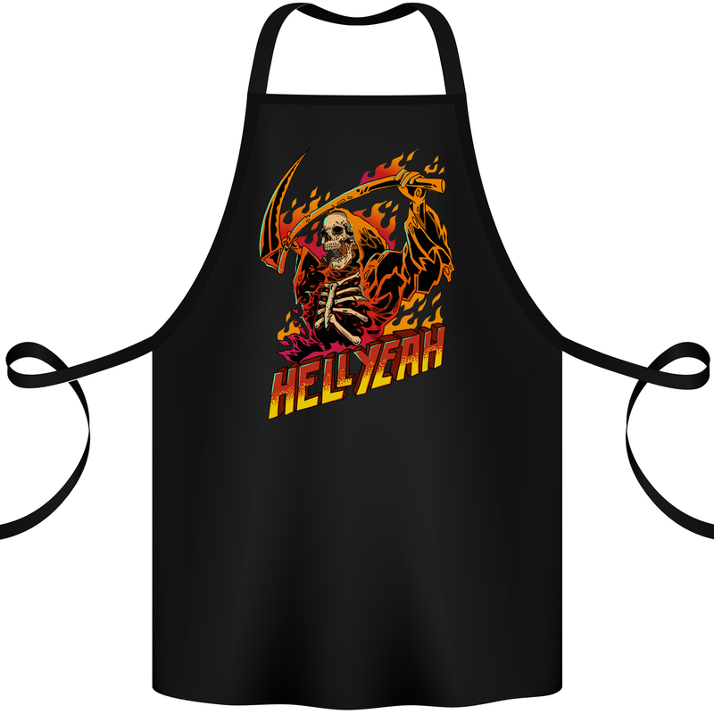 Hell Yeah Grim Reaper Skull Heavy Metal Cotton Apron 100% Organic Black