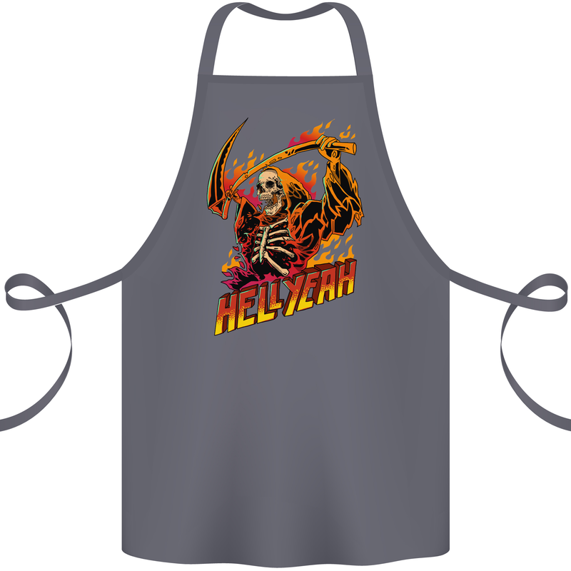 Hell Yeah Grim Reaper Skull Heavy Metal Cotton Apron 100% Organic Steel