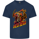 Hell Yeah Grim Reaper Skull Heavy Metal Mens Cotton T-Shirt Tee Top Navy Blue