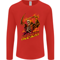 Hell Yeah Grim Reaper Skull Heavy Metal Mens Long Sleeve T-Shirt Red