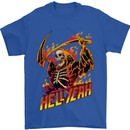 Hell Yeah Grim Reaper Skull Heavy Metal Mens T-Shirt Cotton Gildan Royal Blue