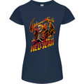 Hell Yeah Grim Reaper Skull Heavy Metal Womens Petite Cut T-Shirt Navy Blue