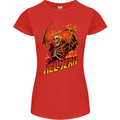 Hell Yeah Grim Reaper Skull Heavy Metal Womens Petite Cut T-Shirt Red
