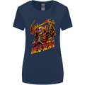 Hell Yeah Grim Reaper Skull Heavy Metal Womens Wider Cut T-Shirt Navy Blue