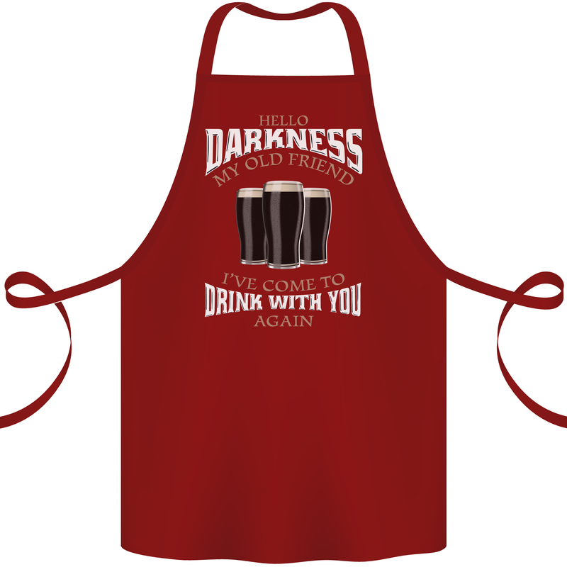 Hello Darkness My Old Friend Funny Guiness Cotton Apron 100% Organic Maroon