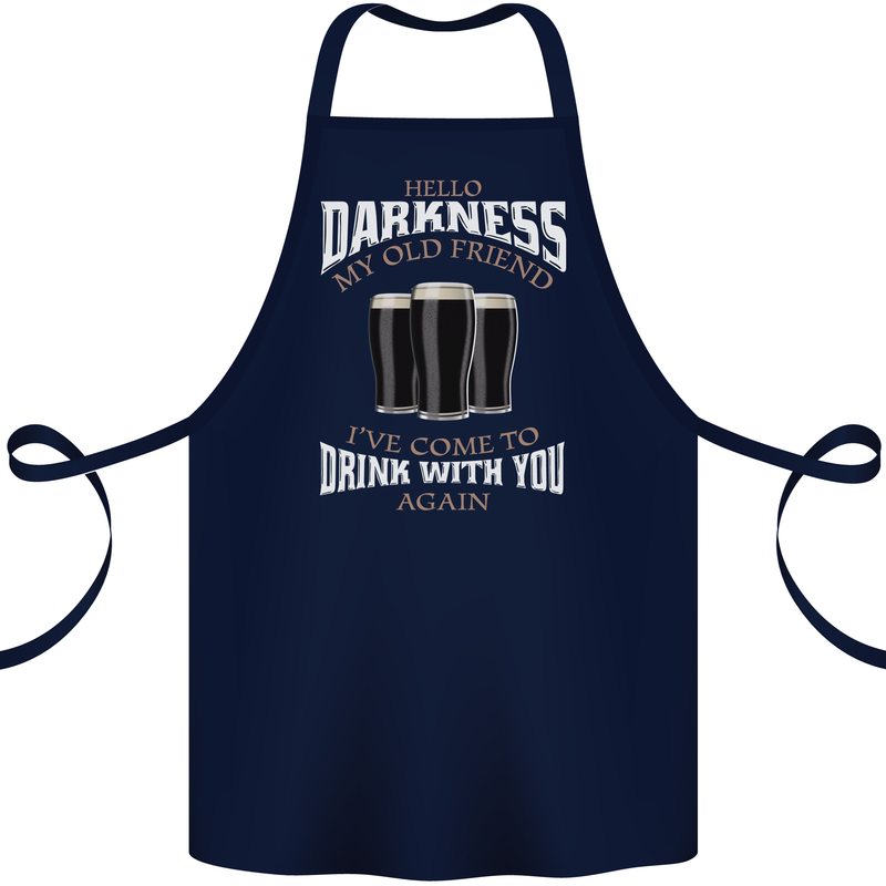 Hello Darkness My Old Friend Funny Guiness Cotton Apron 100% Organic Navy Blue
