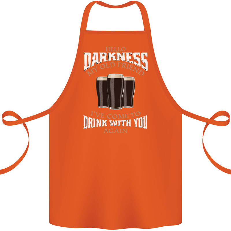 Hello Darkness My Old Friend Funny Guiness Cotton Apron 100% Organic Orange