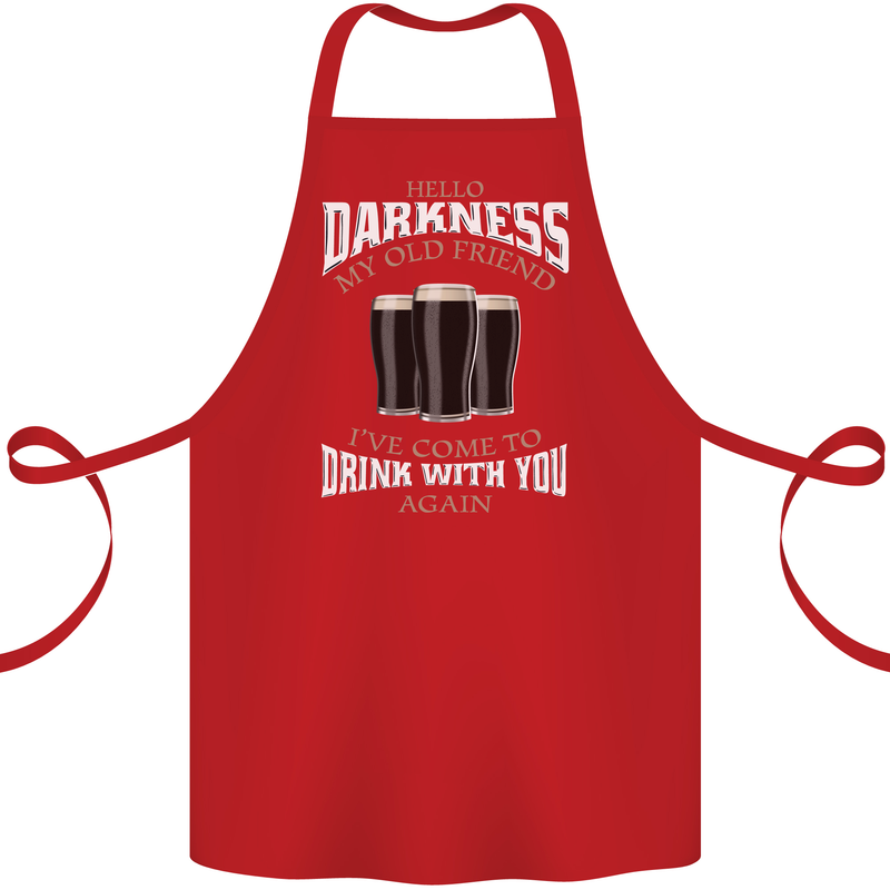 Hello Darkness My Old Friend Funny Guiness Cotton Apron 100% Organic Red