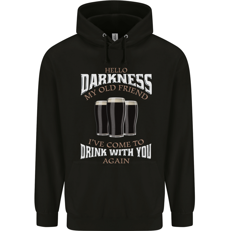 Hello Darkness My Old Friend Funny Guiness Mens 80% Cotton Hoodie Black