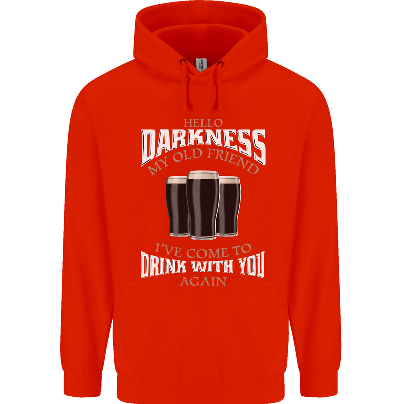 Hello Darkness My Old Friend Funny Guiness Mens 80% Cotton Hoodie Bright Red
