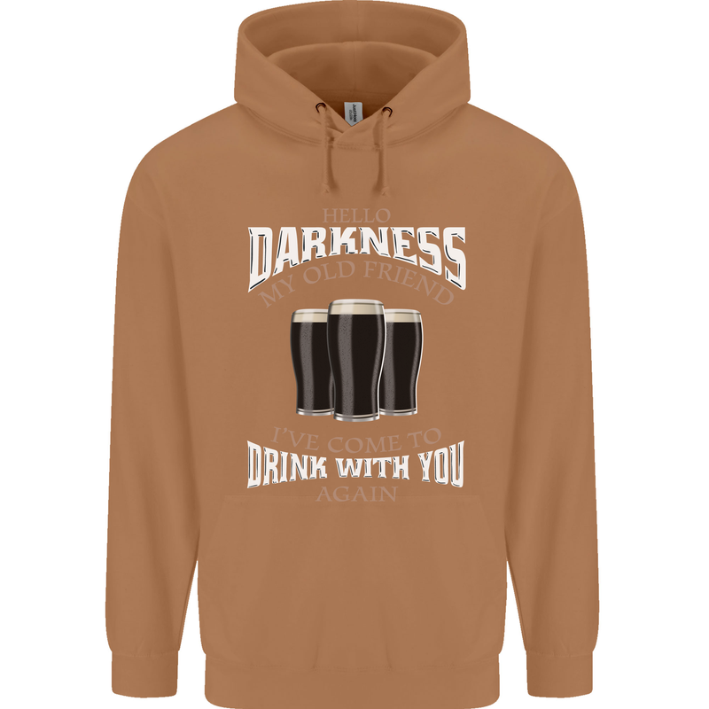 Hello Darkness My Old Friend Funny Guiness Mens 80% Cotton Hoodie Caramel Latte