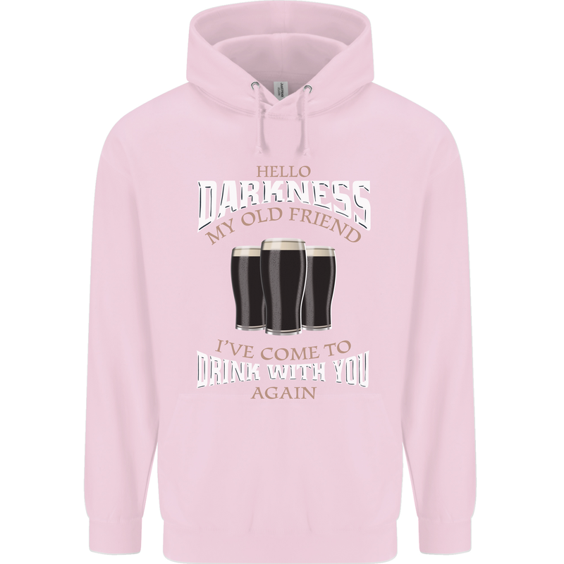Hello Darkness My Old Friend Funny Guiness Mens 80% Cotton Hoodie Light Pink