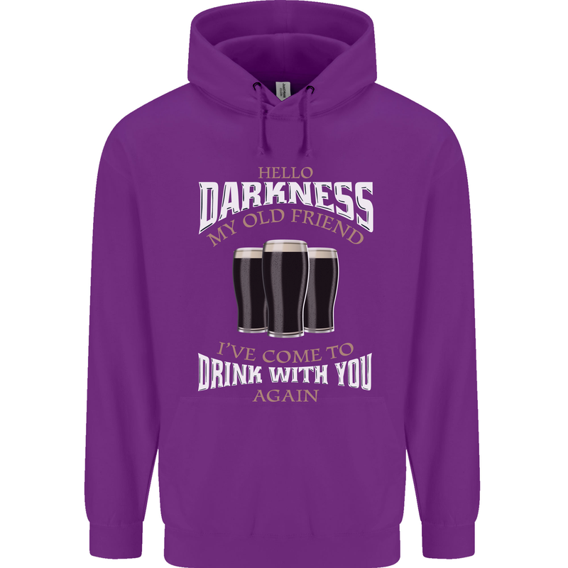 Hello Darkness My Old Friend Funny Guiness Mens 80% Cotton Hoodie Purple