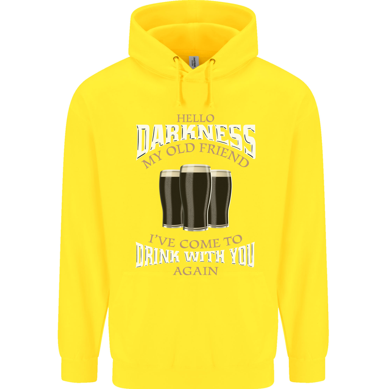 Hello Darkness My Old Friend Funny Guiness Mens 80% Cotton Hoodie Yellow