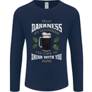 Hello Darkness My Old Friend Funny Guiness Mens Long Sleeve T-Shirt Navy Blue