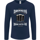 Hello Darkness My Old Friend Funny Guiness Mens Long Sleeve T-Shirt Navy Blue