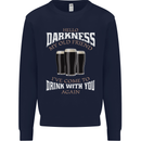 Hello Darkness My Old Friend Funny Guiness Mens Sweatshirt Jumper Navy Blue