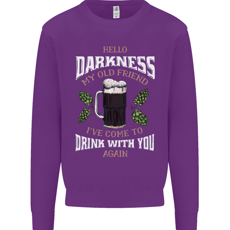Hello Darkness My Old Friend Funny Guiness Mens Sweatshirt Jumper Purple