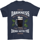 Hello Darkness My Old Friend Funny Guiness Mens T-Shirt Cotton Gildan Navy Blue