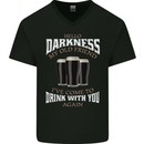 Hello Darkness My Old Friend Funny Guiness Mens V-Neck Cotton T-Shirt Black