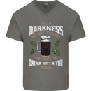 Hello Darkness My Old Friend Funny Guiness Mens V-Neck Cotton T-Shirt Charcoal