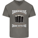 Hello Darkness My Old Friend Funny Guiness Mens V-Neck Cotton T-Shirt Charcoal