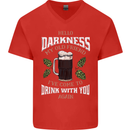 Hello Darkness My Old Friend Funny Guiness Mens V-Neck Cotton T-Shirt Red