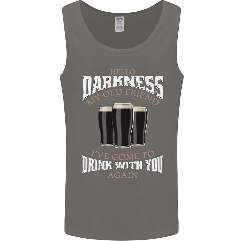 Hello Darkness My Old Friend Funny Guiness Mens Vest Tank Top Charcoal