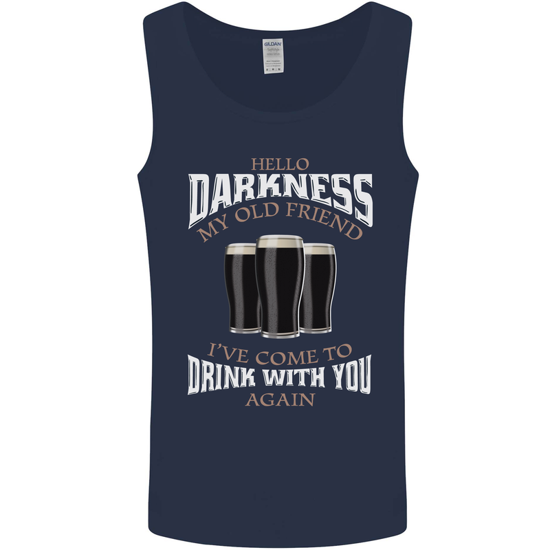Hello Darkness My Old Friend Funny Guiness Mens Vest Tank Top Navy Blue