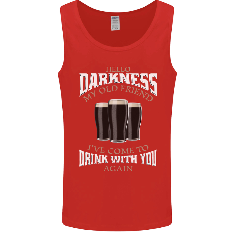 Hello Darkness My Old Friend Funny Guiness Mens Vest Tank Top Red
