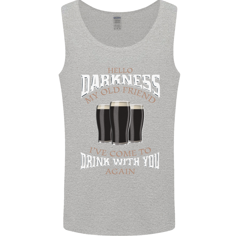 Hello Darkness My Old Friend Funny Guiness Mens Vest Tank Top Sports Grey