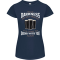 Hello Darkness My Old Friend Funny Guiness Womens Petite Cut T-Shirt Navy Blue