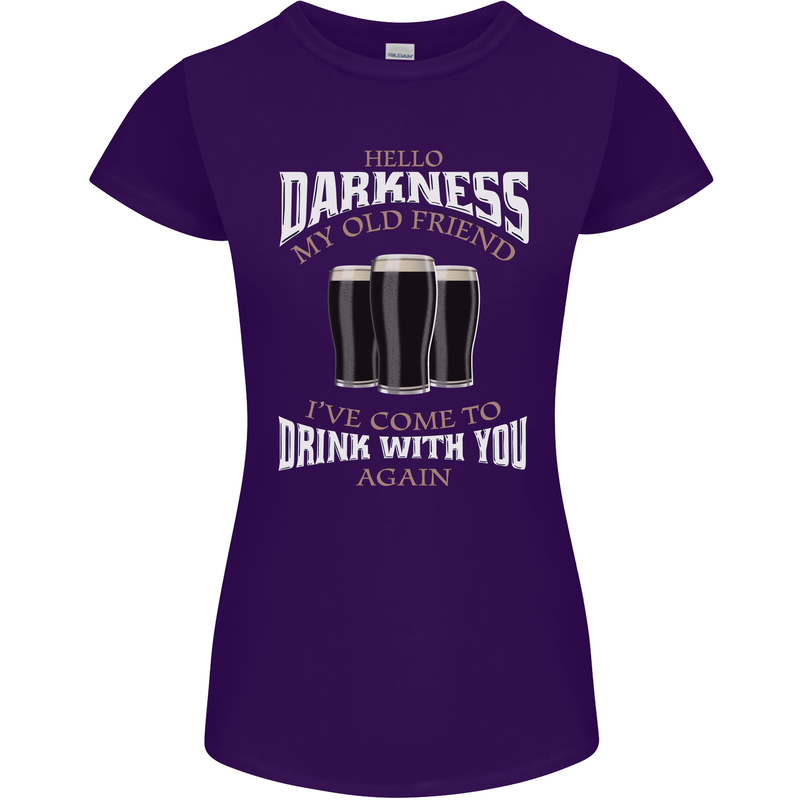 Hello Darkness My Old Friend Funny Guiness Womens Petite Cut T-Shirt Purple