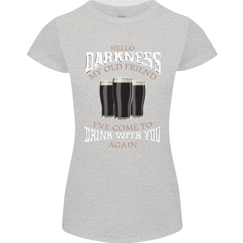 Hello Darkness My Old Friend Funny Guiness Womens Petite Cut T-Shirt Sports Grey