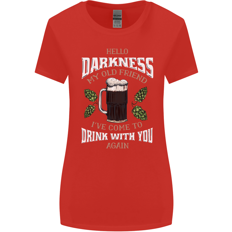 Hello Darkness My Old Friend Funny Guiness Womens Wider Cut T-Shirt Red