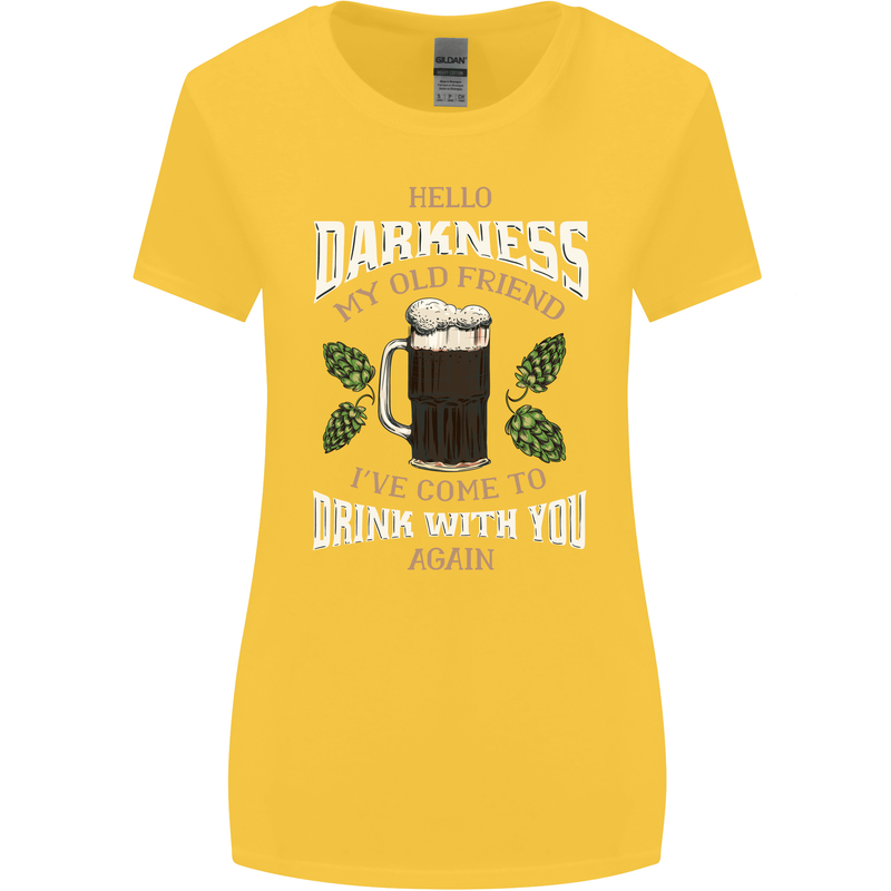Hello Darkness My Old Friend Funny Guiness Womens Wider Cut T-Shirt Yellow