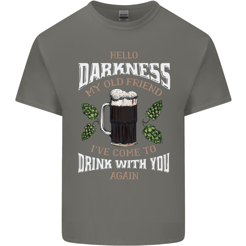 Hello Darkness My Old Friend Funny Guinness Mens Cotton T-Shirt Tee Top Charcoal