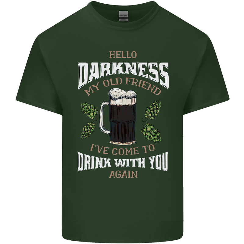 Hello Darkness My Old Friend Funny Guinness Mens Cotton T-Shirt Tee Top Forest Green