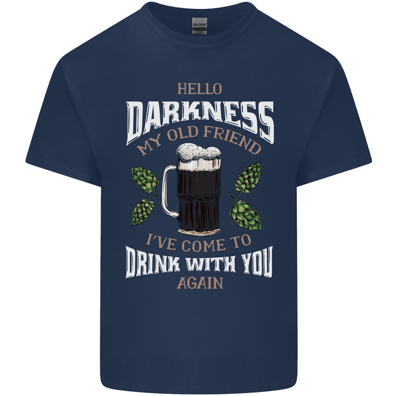 Hello Darkness My Old Friend Funny Guinness Mens Cotton T-Shirt Tee Top Navy Blue