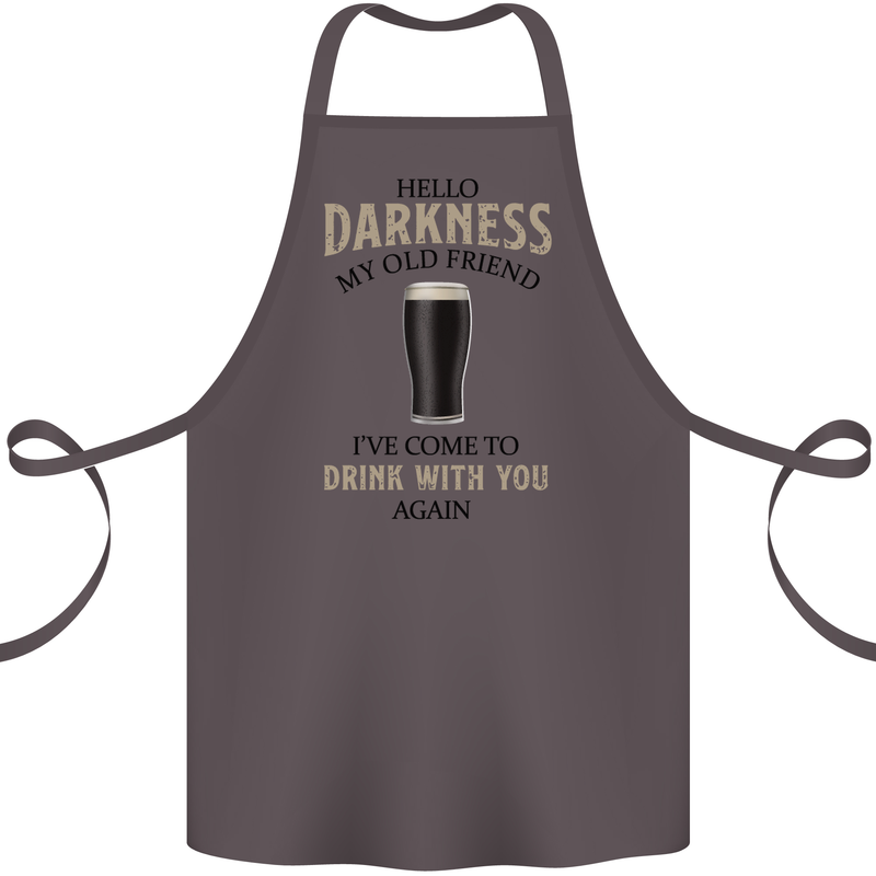 Hellow Darkness My Old Friend Funny Alcohol Cotton Apron 100% Organic Dark Grey