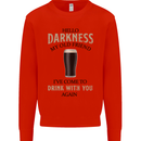 Hellow Darkness My Old Friend Funny Alcohol Kids Sweatshirt Jumper Bright Red