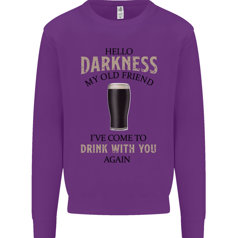 Hellow Darkness My Old Friend Funny Alcohol Kids Sweatshirt Jumper Purple