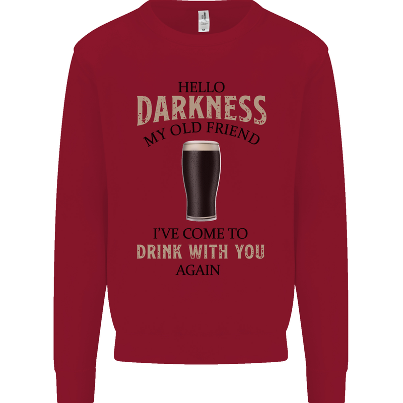 Hellow Darkness My Old Friend Funny Alcohol Kids Sweatshirt Jumper Red
