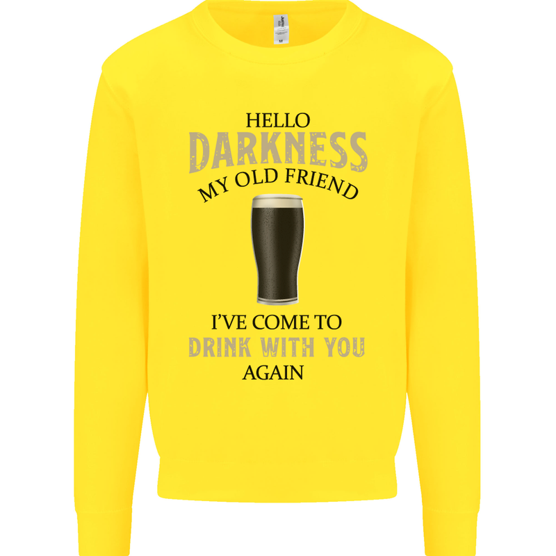 Hellow Darkness My Old Friend Funny Alcohol Kids Sweatshirt Jumper Yellow