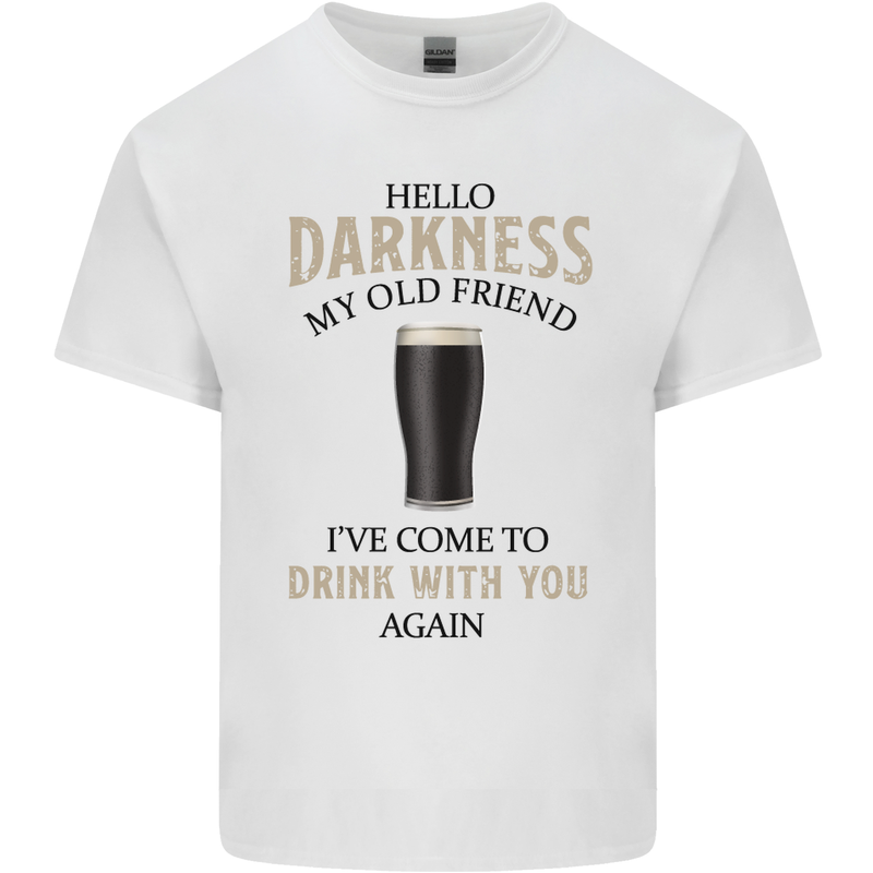 Hellow Darkness My Old Friend Funny Alcohol Kids T-Shirt Childrens White