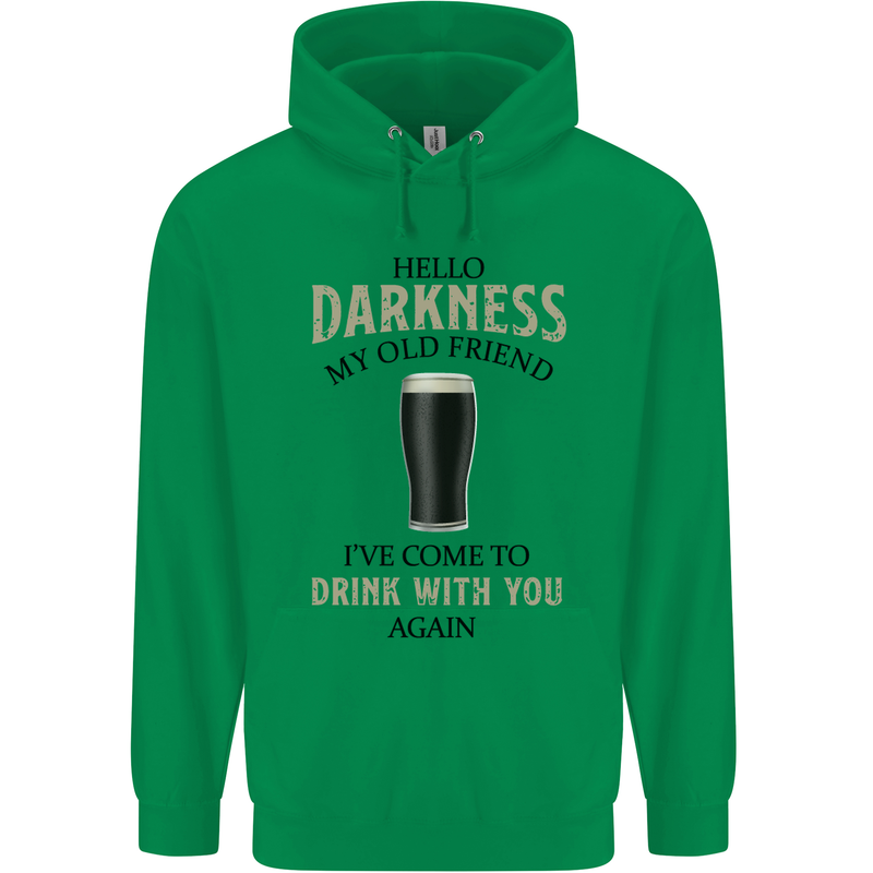Hellow Darkness My Old Friend Funny Alcohol Mens 80% Cotton Hoodie Irish Green