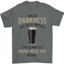 Hellow Darkness My Old Friend Funny Alcohol Mens T-Shirt Cotton Gildan Charcoal
